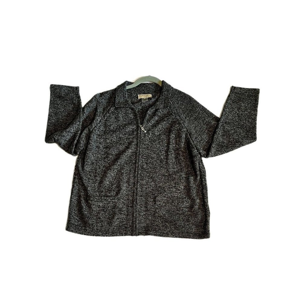 size LARGE ALLISON DALEY PETITE ZIP UP SWEATER CARDIGAN. COMFORTABLE VINTAGE